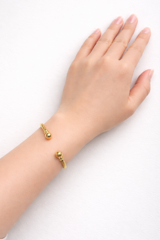Gold Rope Cuff Bangle