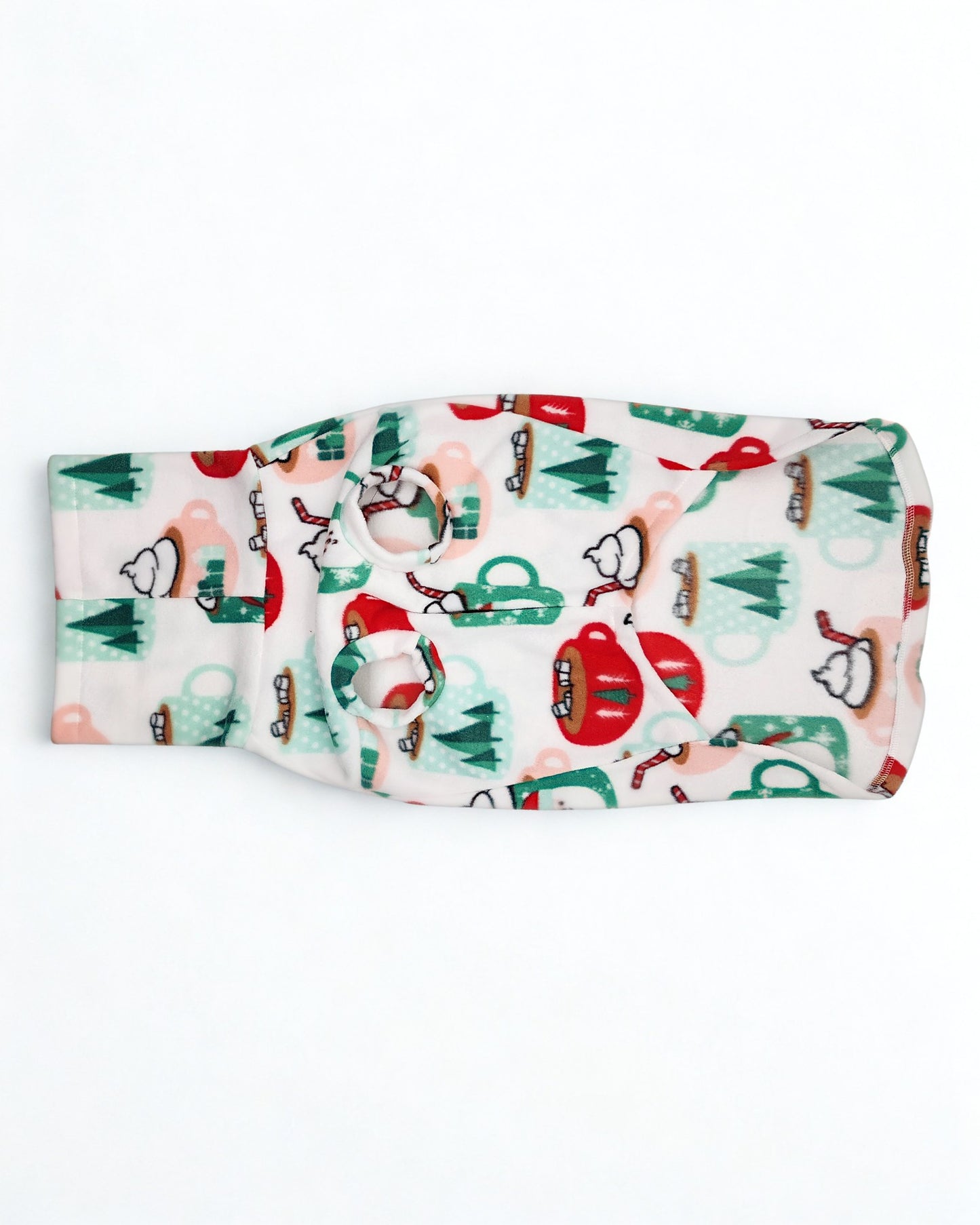 Jax & Molly’s holiday fleece dog sweater underbelly view – Classic Tee style