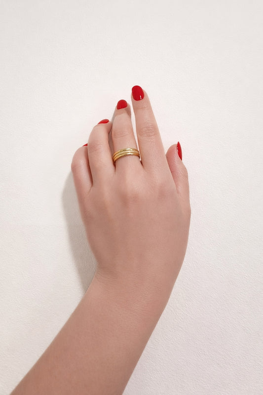 Textured & Polished Gold Ring Set
