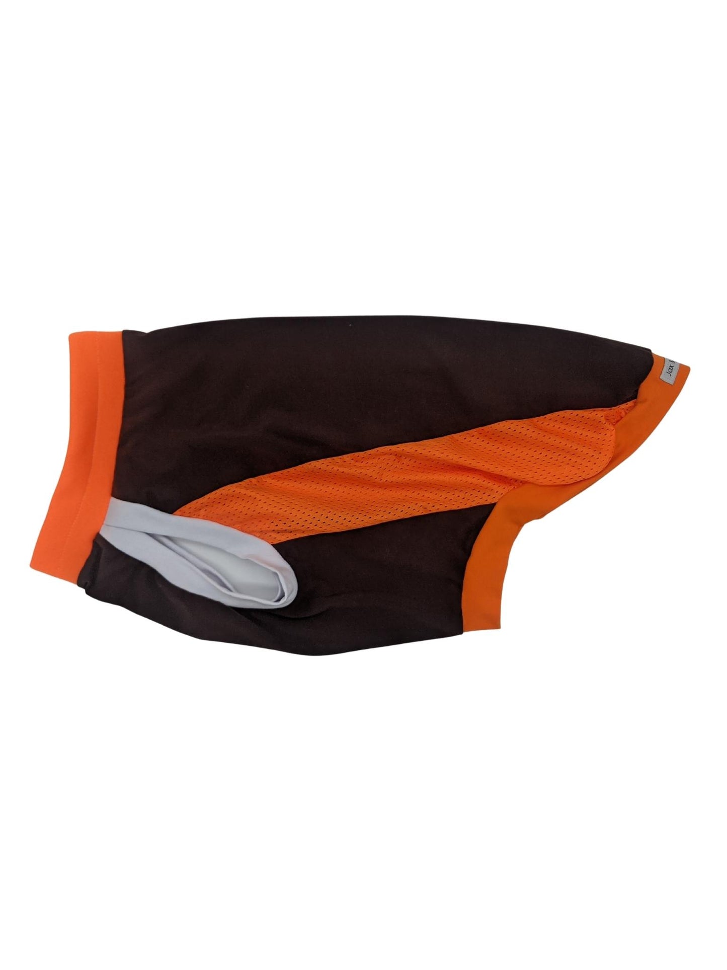 Dog Sport Jersey - Brown Body, Orange Mesh Sides, Orange & White Trim