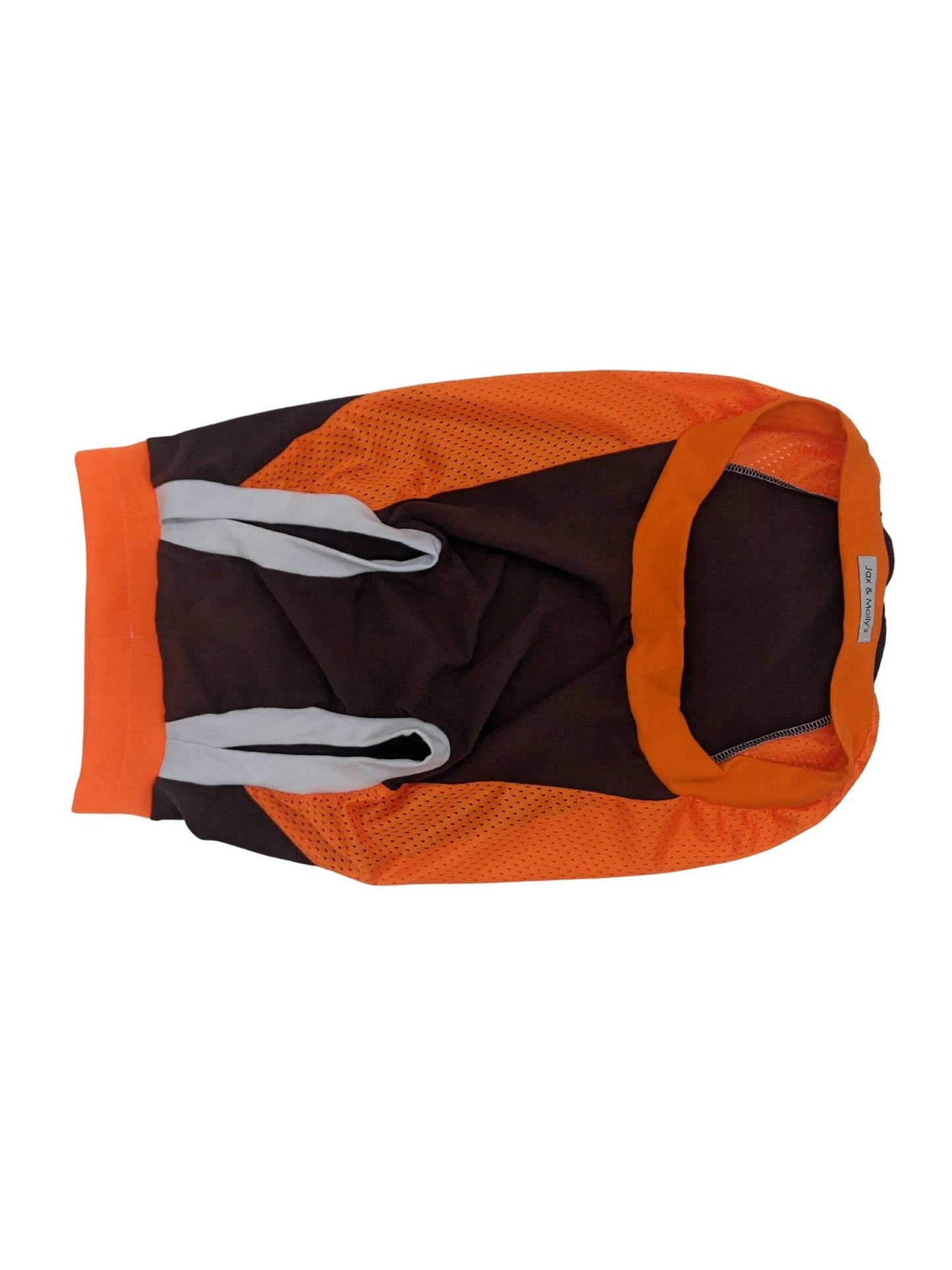 Dog Sport Jersey - Brown Body, Orange Mesh Sides, Orange & White Trim