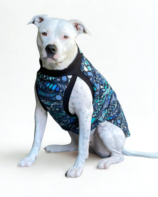 Jax & Molly's Blue Zentangle Dog Sweater Fleece