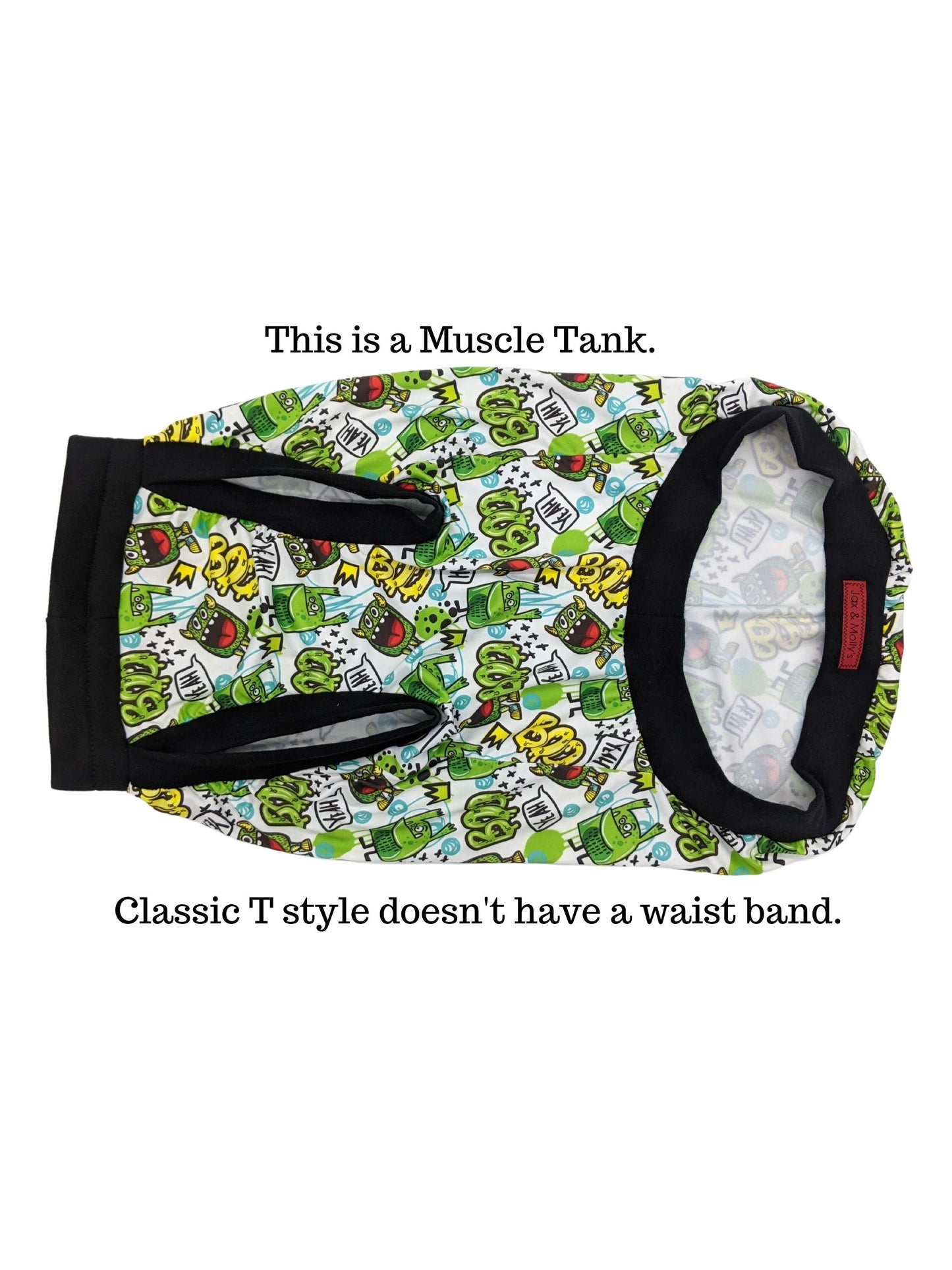 Jax & Molly's green graffiti goblin dog pajamas