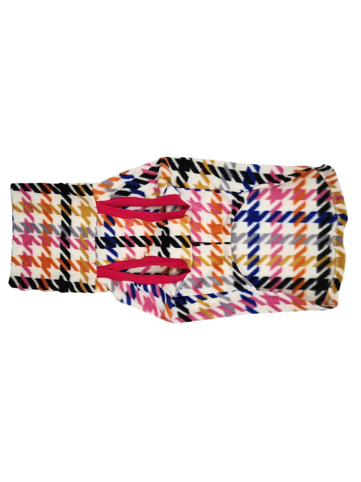 Jax & Molly's Pepita Dog Sweater, rainbow houndstooth print