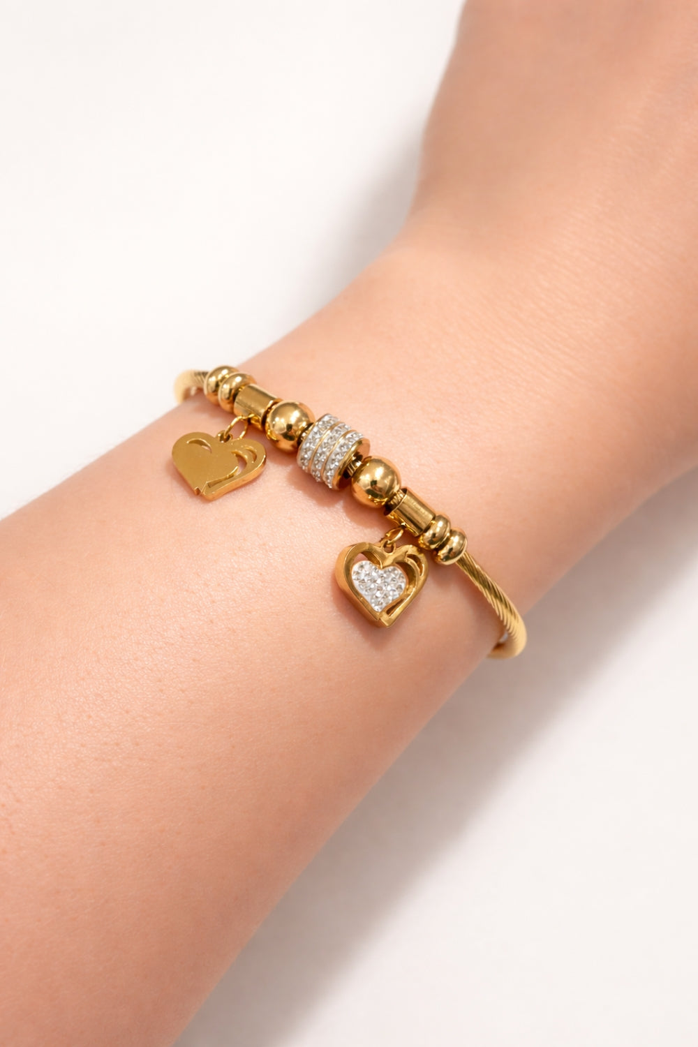Heart Duo Charm Cable Bracelet