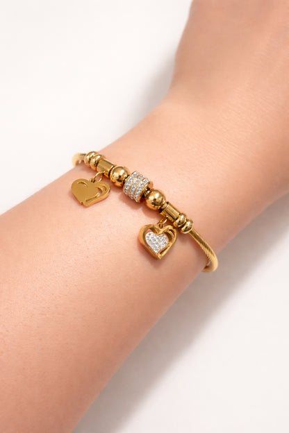 Heart Duo Charm Cable Bracelet