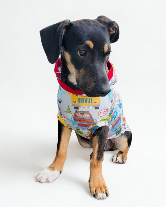 Hooded Dog Pajamas – Animal Road Trip Cotton Shirt for Everyday Comfort