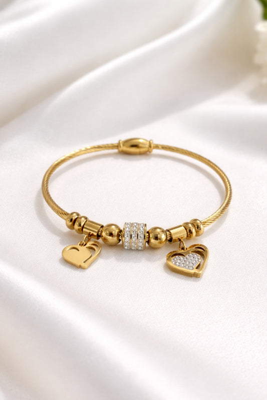 Heart Duo Charm Cable Bracelet