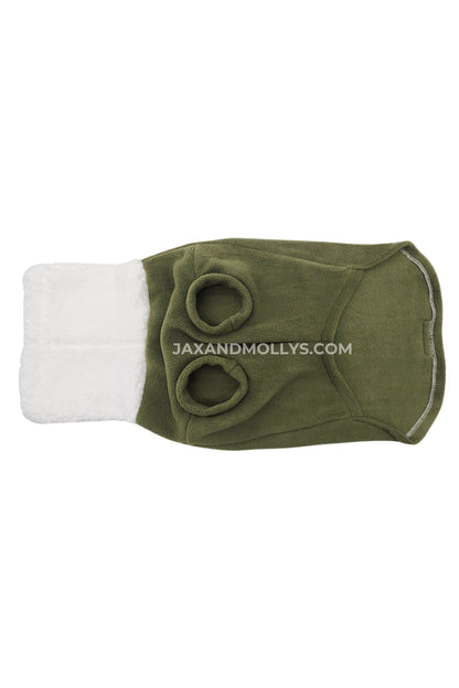Fleece Dog Sweater – Hunter Green with Faux Sherpa Turtleneck for Winter