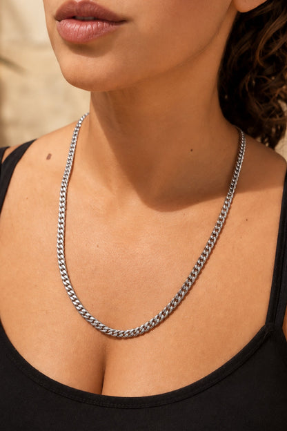 6mm Cuban Link Chain | Silver Stainless Steel