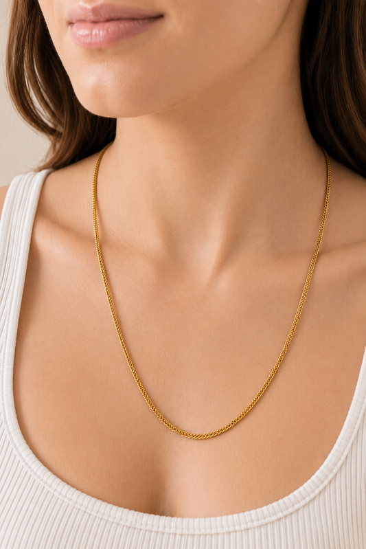 2.5mm Franco Chain Necklace | 18K Gold PVD Stainless Steel