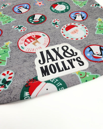 Jax & Molly’s red-trimmed holiday dog hoodie – made to order