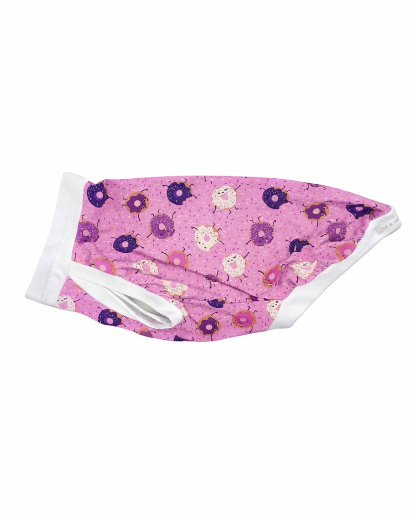 Donut You Love Me dog pajamas with donut pattern and white cotton spandex trim