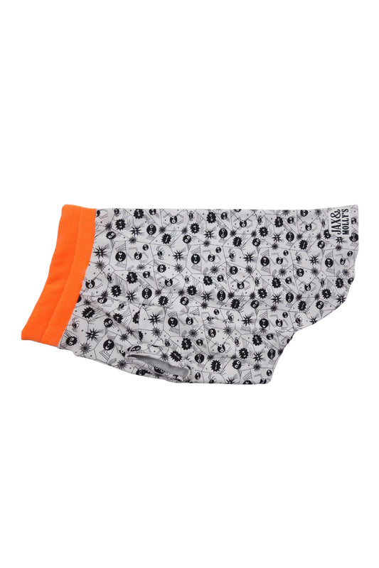 Halloween dog pajamas with glow in the dark spider print by Jax & Molly's