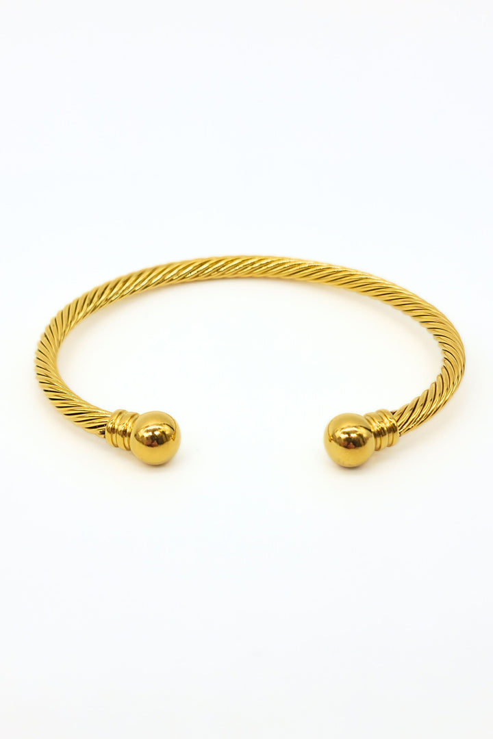 Gold rope cuff bangle with 18K PVD plating by Jax & Molly's