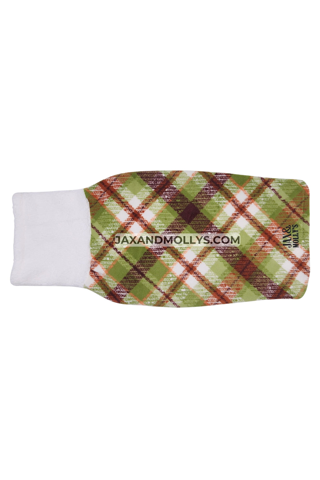 Green Plaid Dog Sweater with Faux Sherpa Turtleneck