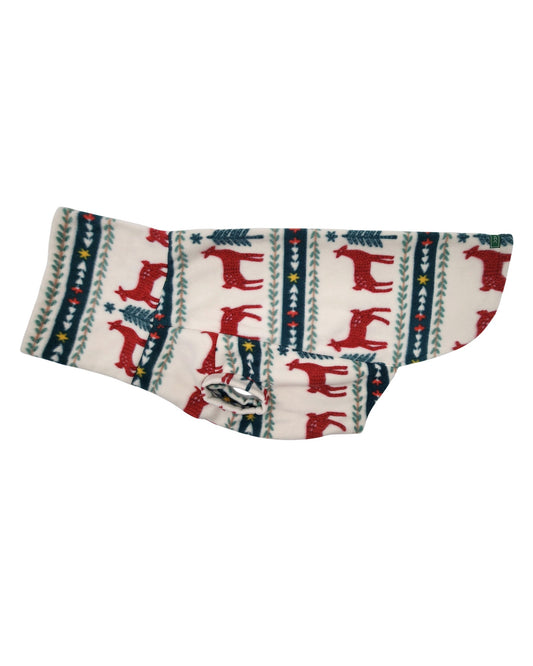 Holiday reindeer Fair Isle fleece dog turtleneck – side view