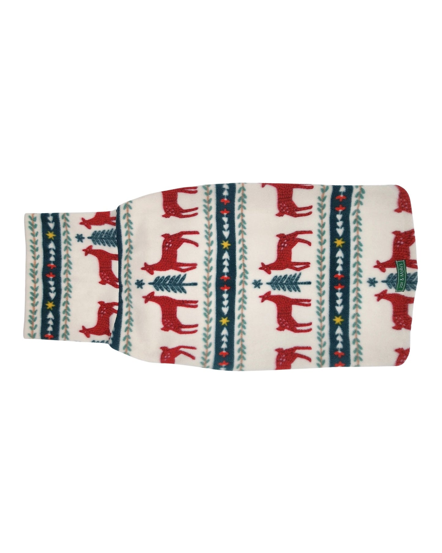 Reindeer Fair Isle fleece dog sweater – back view