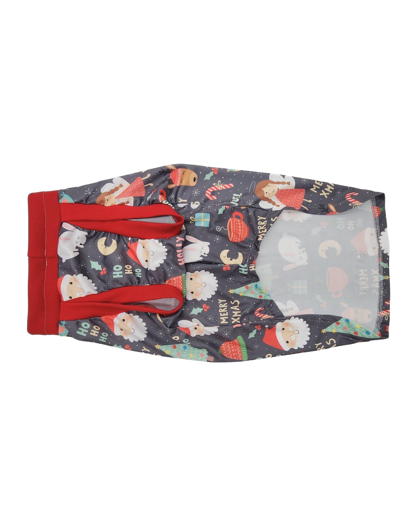 Gray holiday dog tank with Santa, reindeer, and Christmas trees