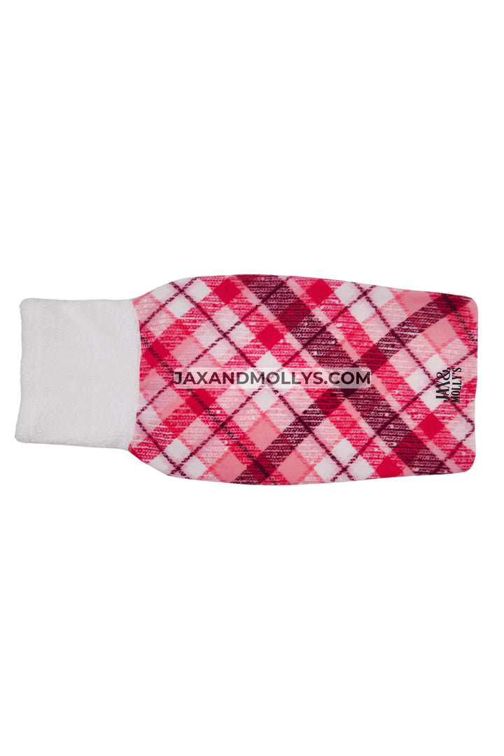 Pink plaid fleece sweater for dogs