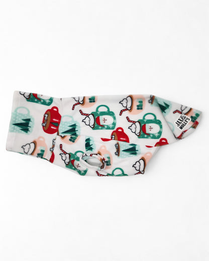 Santa Cocoa Mugs Dog Sweater by Jax & Molly’s – festive fleece pullover with turtleneck