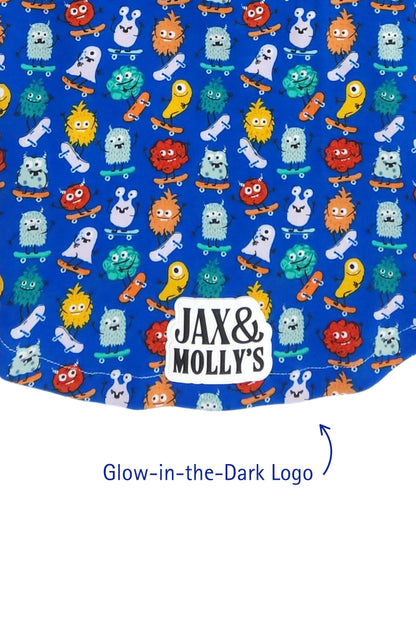 Lightweight dog shirt with 'Jax & Molly's' glow in the dark logo