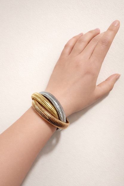Triple Snake Chain Bangle Bracelet – 18K Gold PVD Stainless Steel (Gold, Silver & Bronze)