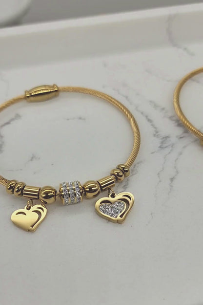 Heart Charm Cable Bracelet