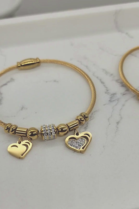 Heart Charm Cable Bracelet