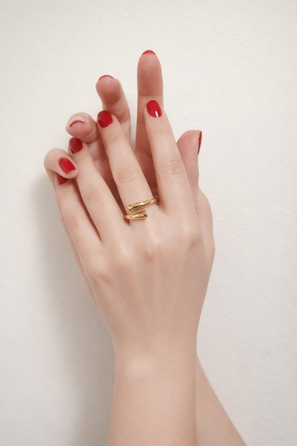 Adjustable Open Cuff Ring – 18K PVD Gold Plated Stainless Steel