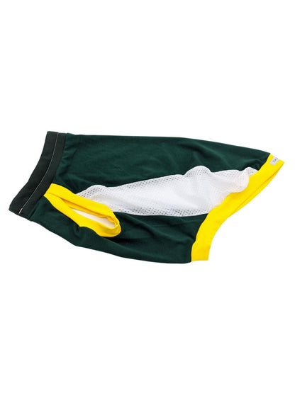 Dog Sports Jersey - Green Body, White Mesh Sides, Yellow & Green Trim