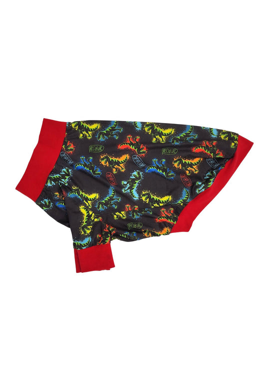 Jax & Molly's Neon dinosaur dog pajamas