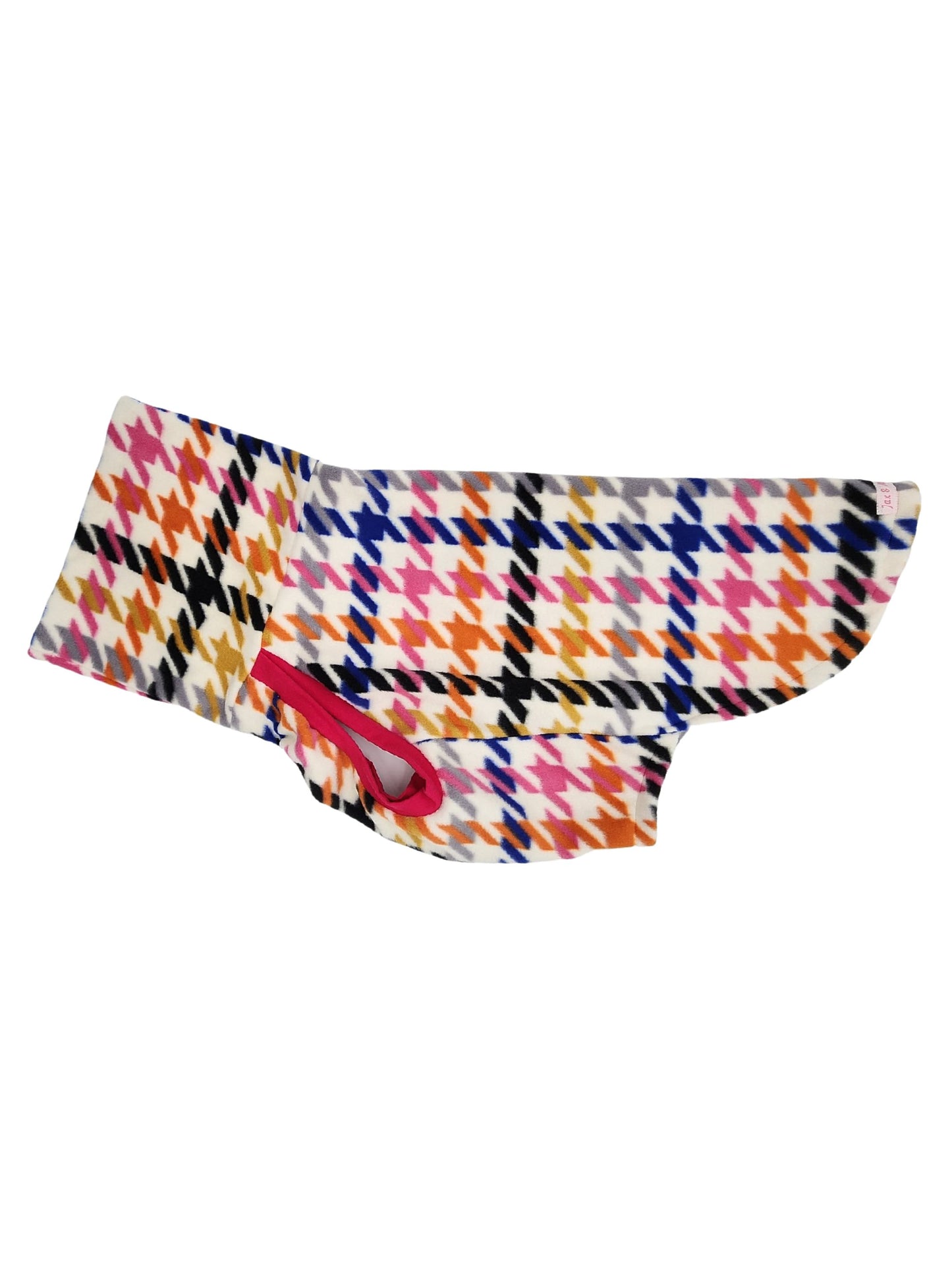Jax & Molly's Pepita Dog Sweater, rainbow houndstooth print