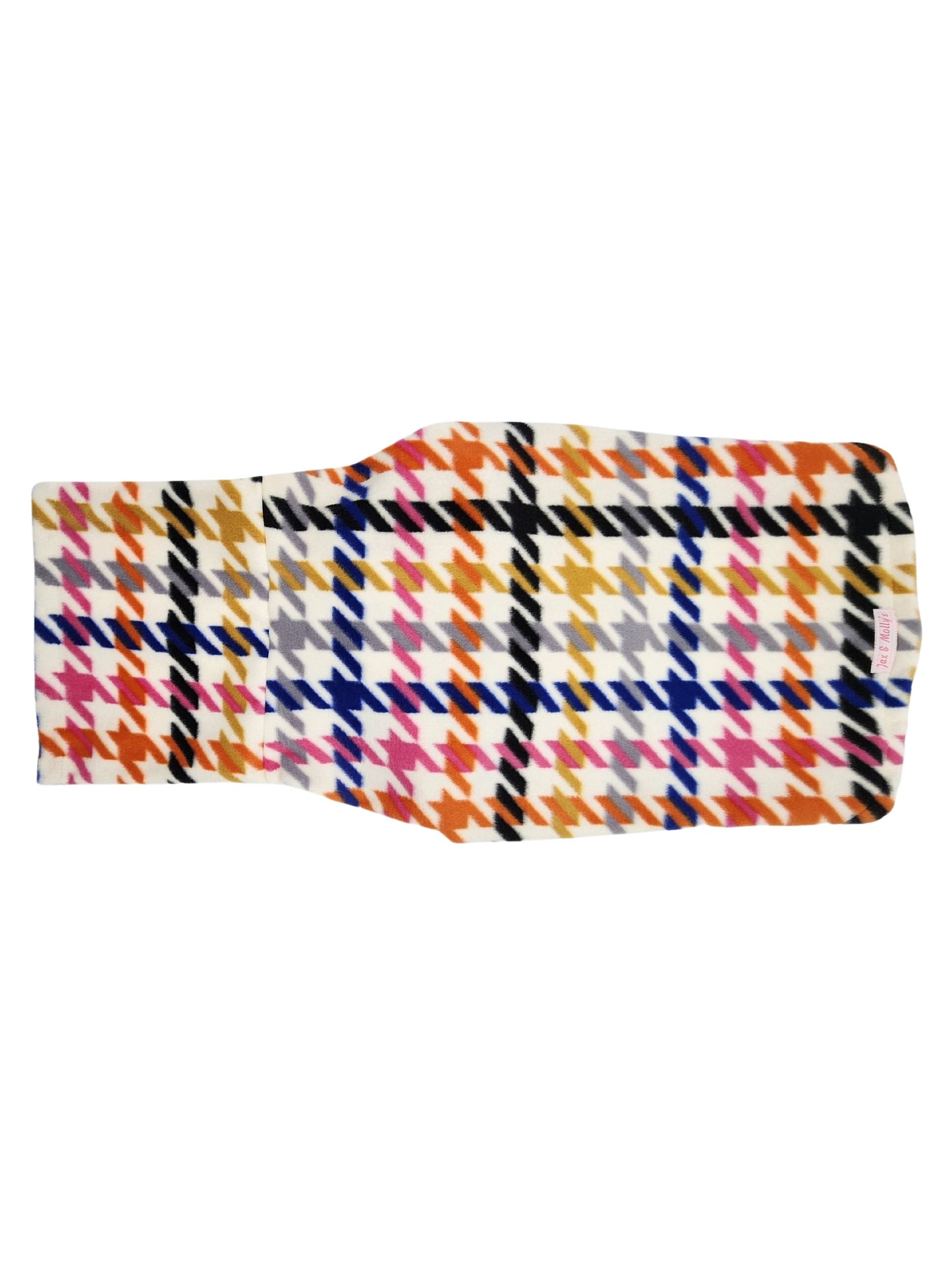 Jax & Molly's Pepita Dog Sweater, rainbow houndstooth print