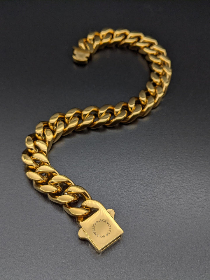 Jax & Molly's 18k gold Men's Cuban Link Bracelet in 12mm