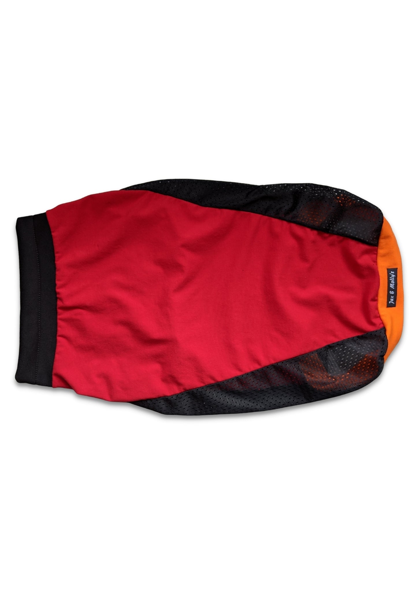 Dog Sports Jersey - Red Body, Black Mesh Sides, Black, Orange, Gray Trim