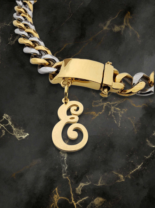 Gold initial letter pendant jewelry tag for dogs, pet ID tag for small and big dogs, bling for dogs, charms for dogs