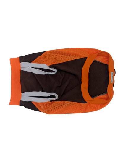 Dog Sport Jersey - Brown Body, Orange Mesh Sides, Orange & White Trim