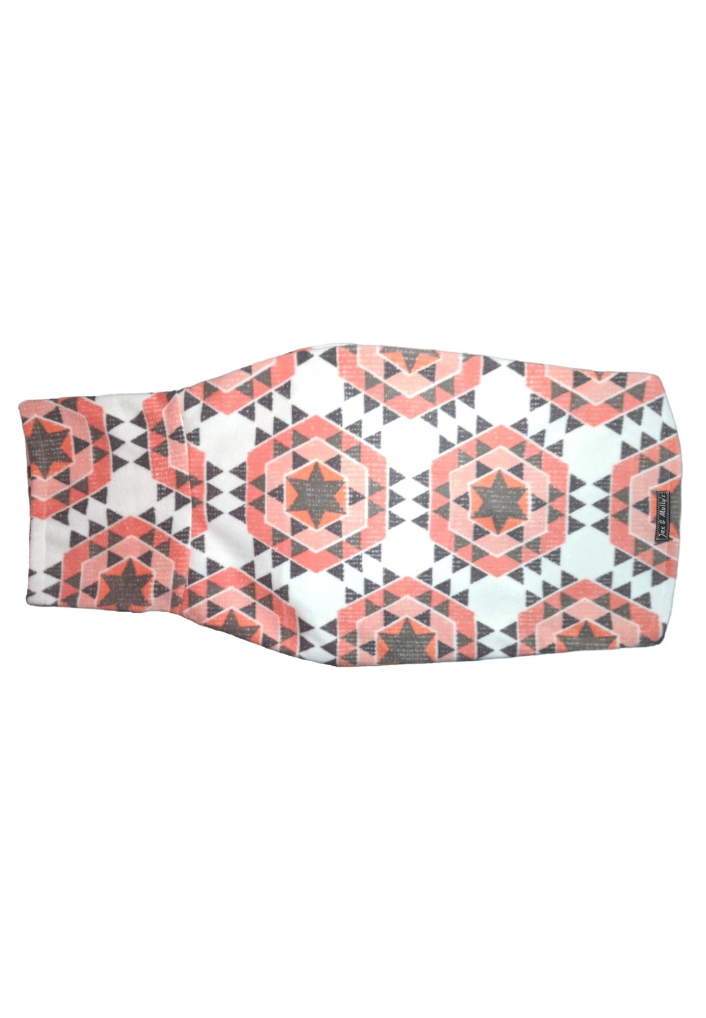Jax & Molly's pink and white Hexagon fleece Dog Sweater