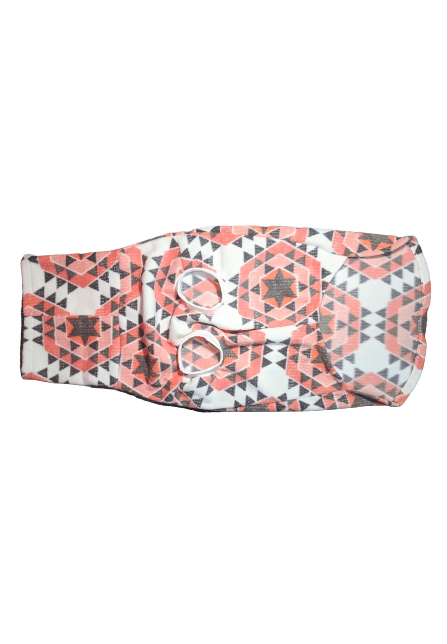 Jax & Molly's pink and white Hexagon fleece Dog Sweater