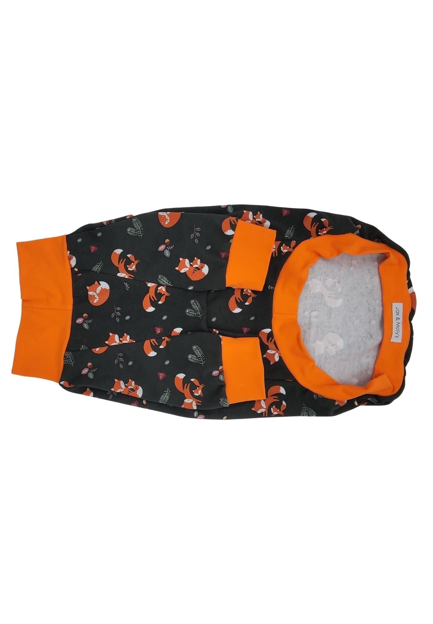Jax & Molly's dog pajamas with long legs and fox a print