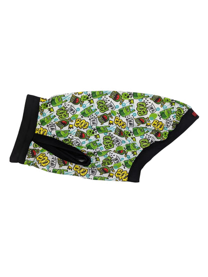 Jax & Molly's green graffiti goblin dog pajamas 