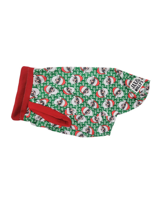 Jax & Molly's 'santa with shades' christmas dog pajamas