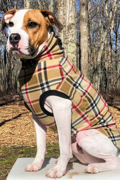 Jax & Molly's Camel Plaid Dog Sweater Pullover